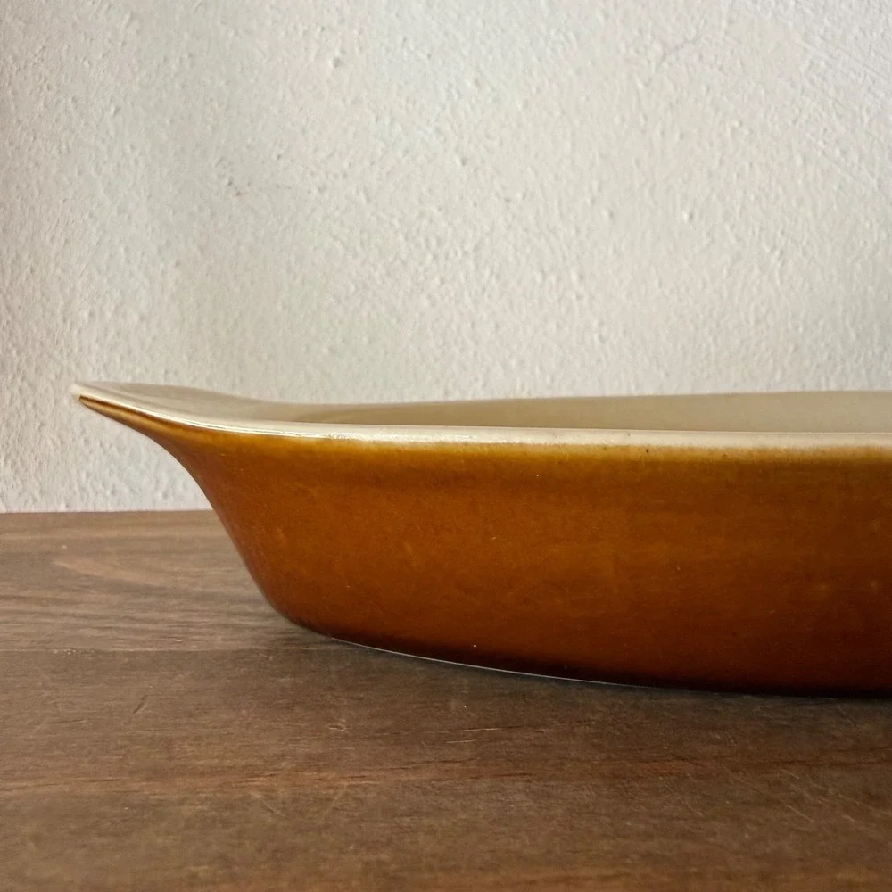 Brown Oval Serving Platters Set of 2 Ceramic Oven To Table Bakeware